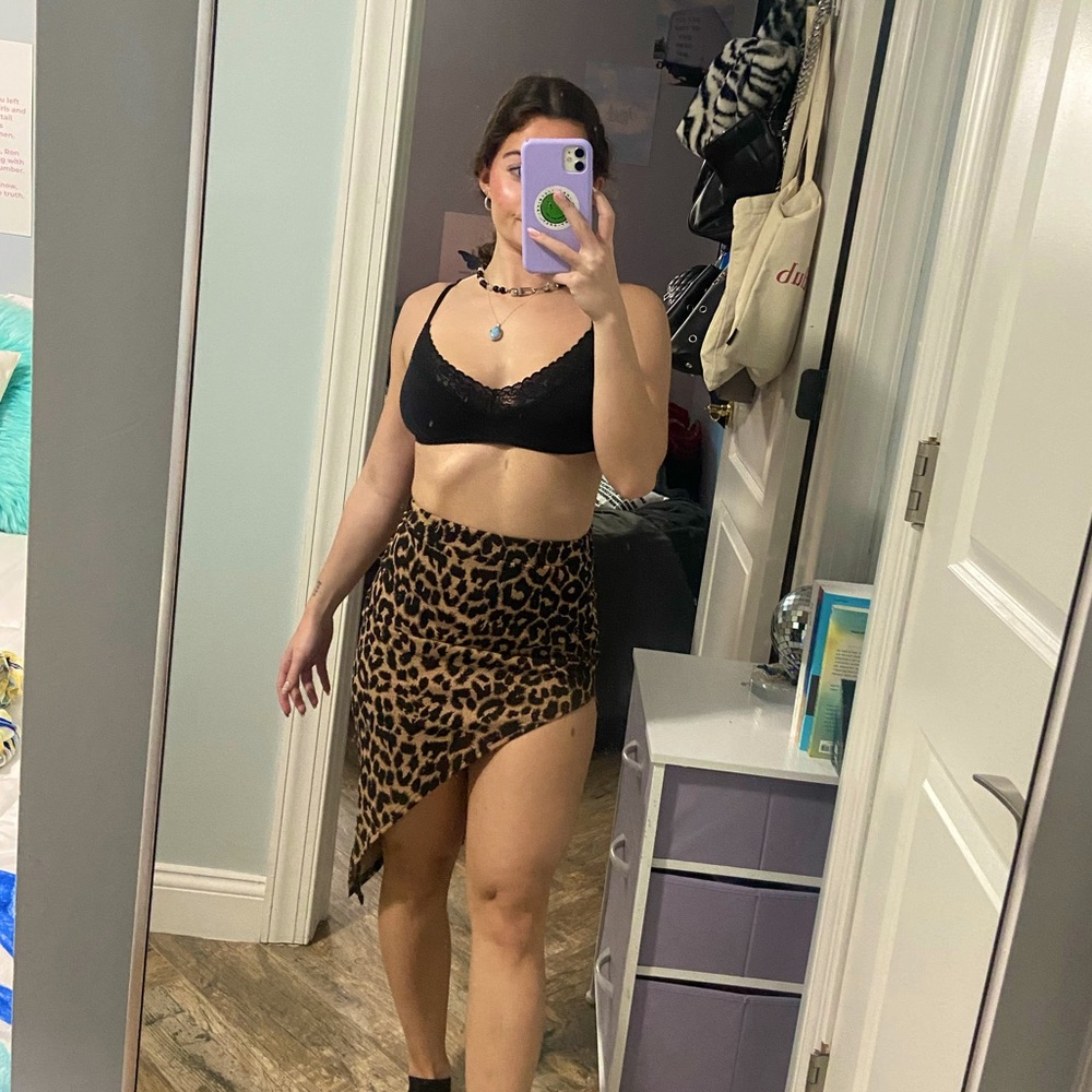 Cheetah Print Slit Midi Skirt